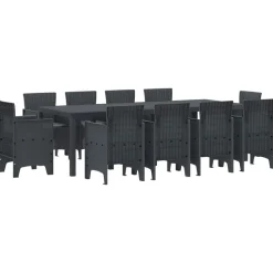 vidaXL Have Spisebordssæt 11 pcs Antracit Polypropylen