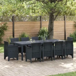 vidaXL Have Spisebordssæt 11 pcs Antracit Polypropylen