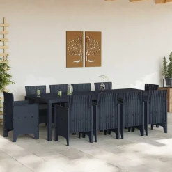 vidaXL Have Spisebordssæt 11 pcs Antracit Polypropylen
