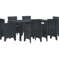 vidaXL Have Spisebordssæt 7 pcs Antracit Polt rattan