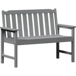 vidaXL Havebænk Lysegrå 120 x 59 x 88 cm HDPE