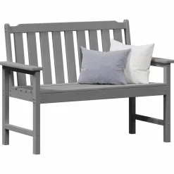 vidaXL Havebænk Lysegrå 120 x 59 x 88 cm HDPE