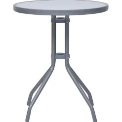 vidaXL havebord 60 cm stål og glas lysegrå