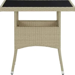 vidaXL havebord polyrattan og glas beige
