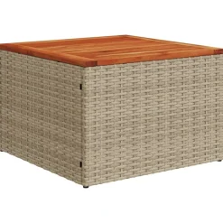 vidaXL havebord 55x55x37 cm polyrattan og akacietræ beige
