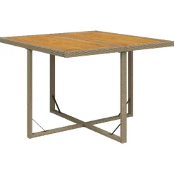 vidaXL havebord 109x107x74 cm polyrattan og massivt akacietræ beige