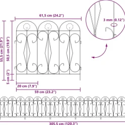vidaXL Havehegn 5 pcs Grøn Stål