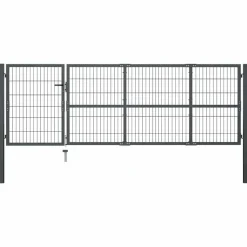 vidaXL havelåge med stolper stål 350x100 cm antracitgrå