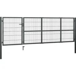 vidaXL havelåge med stolper stål 350x100 cm antracitgrå