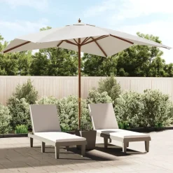 vidaXL haveparasol med træstang 300x300x273 cm sandfarvet