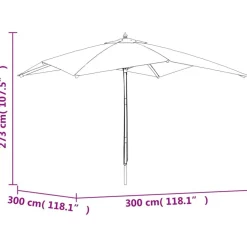 vidaXL haveparasol med træstang 300x300x273 cm sandfarvet