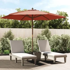 vidaXL haveparasol med træstang 299x240 cm terrakotta