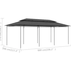 vidaXL havepavillon 600x298x270 cm antracitgrå