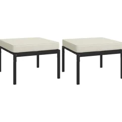 vidaXL haveskamler 2 stk. med sandfarvede hynder 60x60x35 cm stål