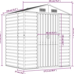 vidaXL haveskur 191x130x198 cm galvaniseret stål antracitgrå