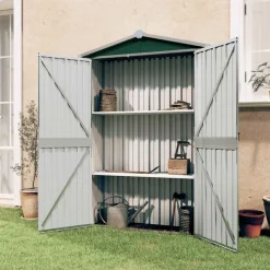 vidaXL haveskur 116x45x175 cm galvaniseret stål grøn