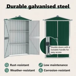 vidaXL haveskur 116x45x175 cm galvaniseret stål grøn
