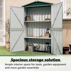 vidaXL haveskur 116x45x175 cm galvaniseret stål grøn