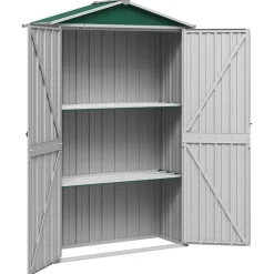 vidaXL haveskur 116x45x175 cm galvaniseret stål grøn