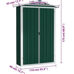 vidaXL haveskur 116x45x175 cm galvaniseret stål grøn