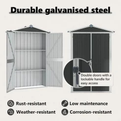 vidaXL haveskur 116x45x175 cm galvaniseret stål antracitgrå