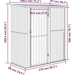 vidaXL haveskur 180,5x97x209,5 galvaniseret stål antracitgrå