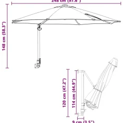 vidaXL Havesol Antracit 248 x 248 x 148 cm Polyester og Stål