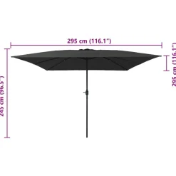 vidaXL Havesol Antracit 295 x 295 x 245 cm Polyester og Stål