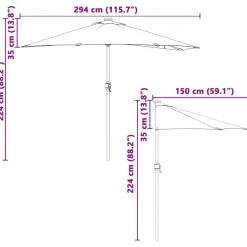 vidaXL Havesol Sandfarvet 294 x 150 x 224 cm Polyester og Stål