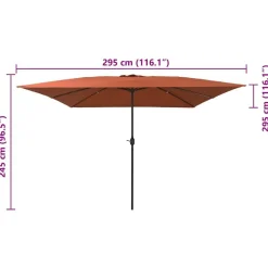 vidaXL Havesol Terrakotta 295 x 295 x 245 cm Polyester og Stål