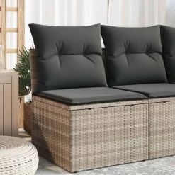 vidaXL havestol med hynder uden armlæn polyrattan lysegrå