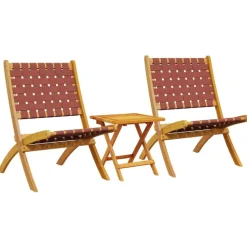 vidaXL havestole 2 stk. med bord foldbare massivt træ rød