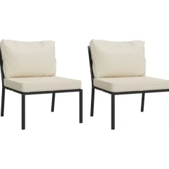 vidaXL havestole 2 stk. med sandfarvede hynder 60x74x79 cm stål