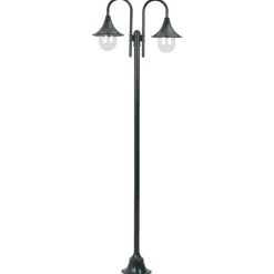 vidaXL havestolpelampe E27 220 cm aluminium 2 lanterner mørkegrøn