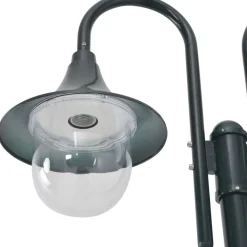 vidaXL havestolpelampe E27 220 cm aluminium 2 lanterner mørkegrøn