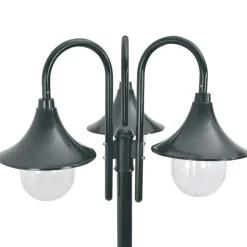 vidaXL havestolpelampe E27 220 cm aluminium 3 lanterner mørkegrøn