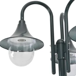 vidaXL havestolpelampe E27 220 cm aluminium 3 lanterner mørkegrøn