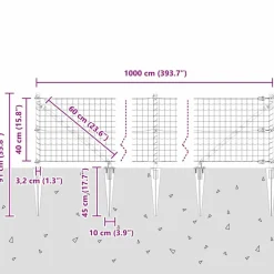vidaXL Hegn med post Grøn 0,4 x 10 m Stål og PVC