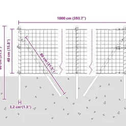 vidaXL Hegn med post Grøn 0,4 x 10 m Stål og PVC