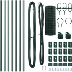 vidaXL Hegn med post Grøn 0,4 x 10 m Stål og PVC