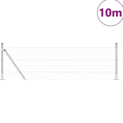 vidaXL Hegn med post Sølv 0,4 x 10 m Stål