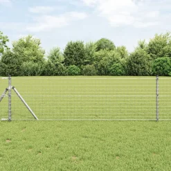 vidaXL Hegn med post Sølv 0,4 x 10 m Stål og PVC