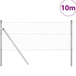 vidaXL Hegn med post Sølv 0,4 x 10 m Stål og PVC