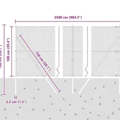 vidaXL Hegnspæl Grøn 25 x 1 m (25 mm mesh) Stål