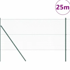 vidaXL Hegnspæl Grøn 25 x 1 m (25 mm mesh) Stål