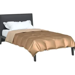 vidaXL Helårs dyne Guld 135 x 200 cm Satin og Mikrofiber