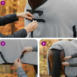 vidaXL Hestetæppe Lysegrå og pink 75 cm Polyester