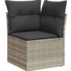 vidaXL hjørnemodul til havesofa med hynder polyrattan lysegrå