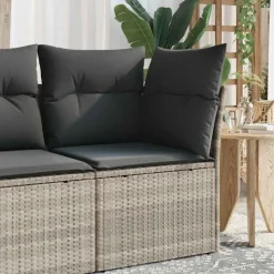 vidaXL hjørnemodul til havesofa med hynder polyrattan lysegrå