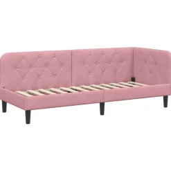 vidaXL Hjørnesengramme Lyserød 80 x 200 cm Fløjl
